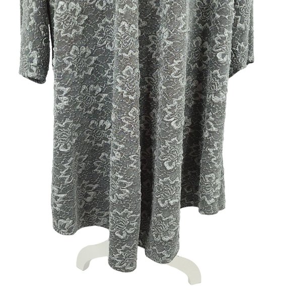 LuLaRoe Open Front 3/4 Sleeve Cardigan Sweater Womens Size L Grey Floral - Picture 10 of 15